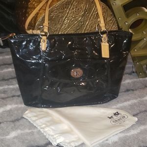 Coach Large Leah Embossed Patent Tote